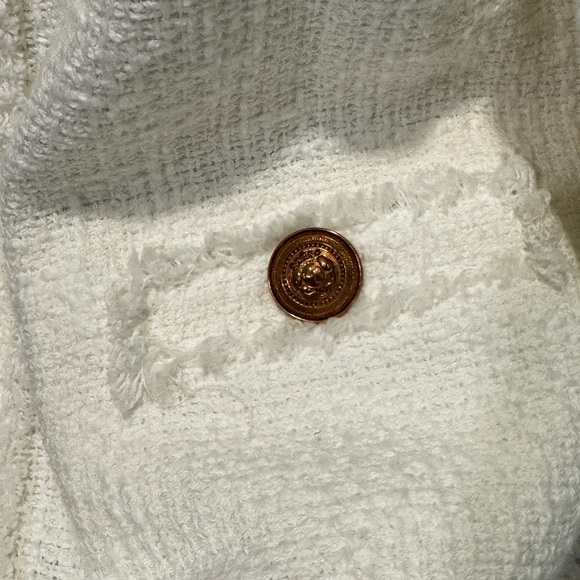 Zara Basic Tweed Cream Jacket. Size L - Picture 3 of 9